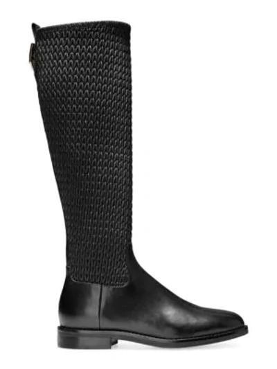 Shop Cole Haan Lexi Grand Stretch Leather Riding Boots In Black
