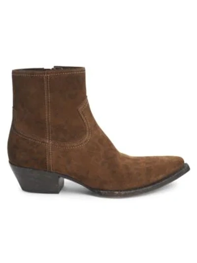 Shop Saint Laurent Lukas Suede Booties In Brown