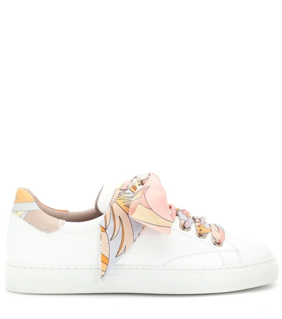 Shop Emilio Pucci Leather Sneakers In White