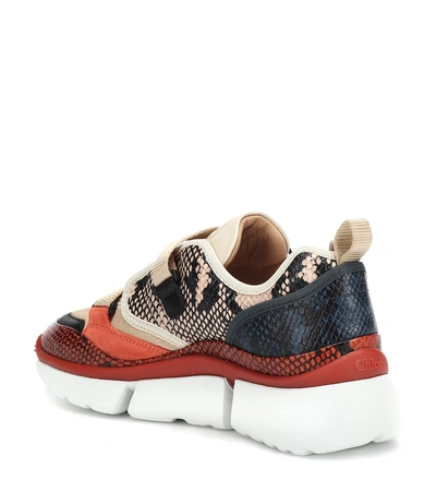 Shop Chloé Sonnie Leather Sneakers In Multicoloured