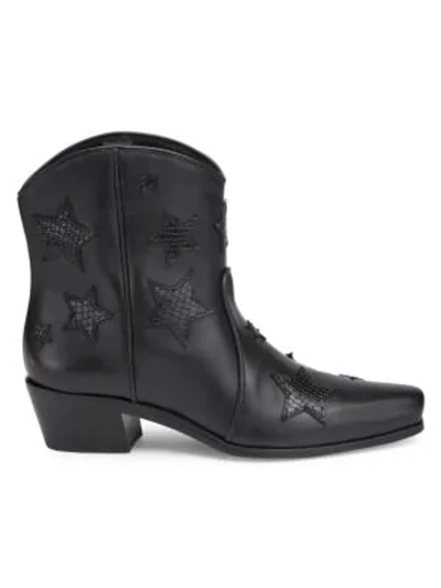 Shop Miu Miu Leather Cowboy Boots In Black