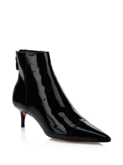 Shop Alexandre Birman Women's Kittie Point Toe Patent Leather Booties In Black