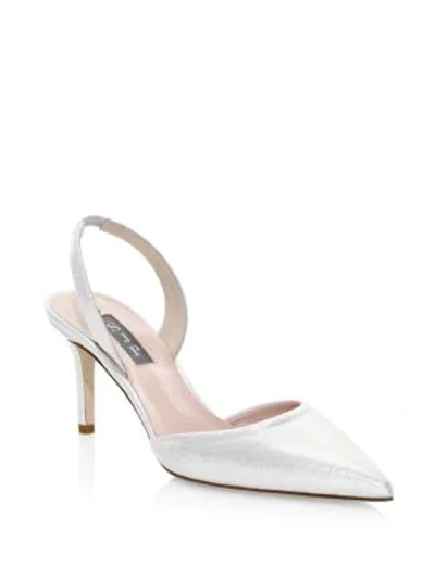 Shop Sjp By Sarah Jessica Parker Bliss Metallic Leather Slingbacks In Silver