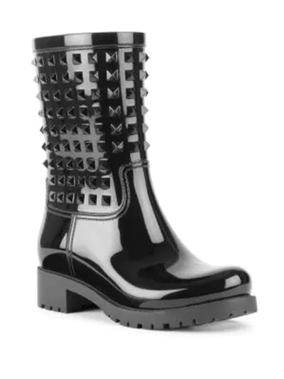 Shop Valentino Garavani Rockstud Rain Boots In Black