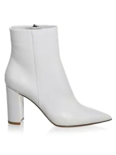 Shop Gianvito Rossi Piper Block-heel Leather Ankle Boots In Off White