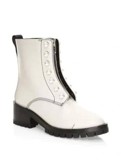 Shop 3.1 Phillip Lim / フィリップ リム Hayett Faux-pearl Lug Sole Boots In Pale Grey