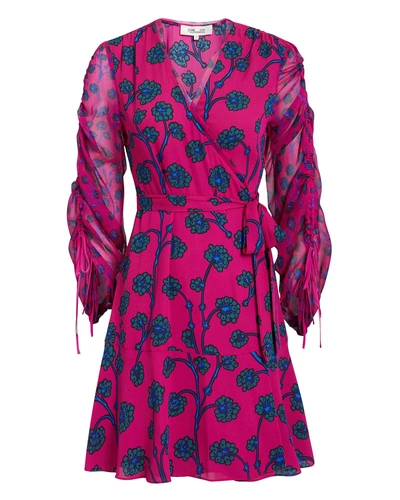 Shop Diane Von Furstenberg Tamra Mini Dress Berry Pink/blue Floral