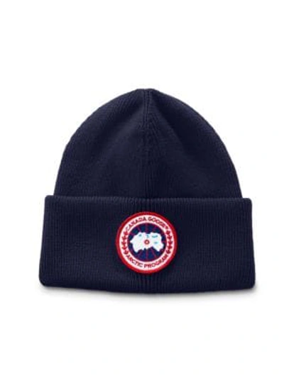 Shop Canada Goose Arctic Disc Wool Beanie In Navy