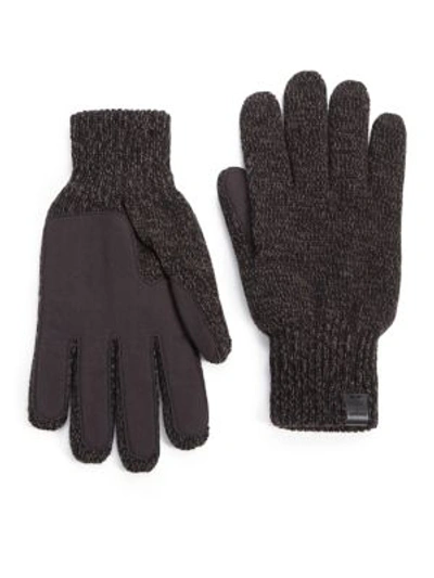 Shop Bickley + Mitchell Men's Melange Knit Gloves In Black