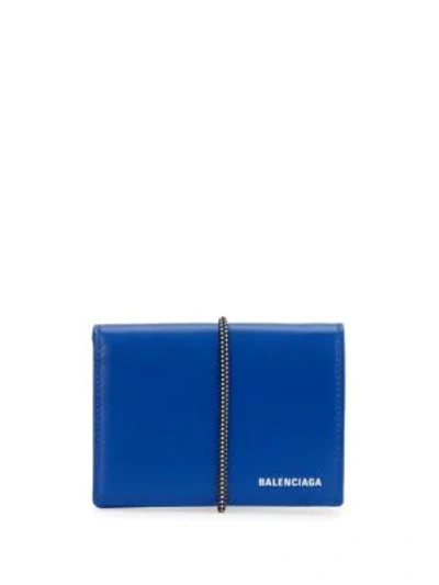Shop Balenciaga Men's Leather Bi-fold Wallet In Blue