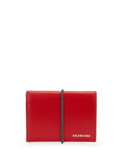 Shop Balenciaga Leather Bi-fold Wallet In Red