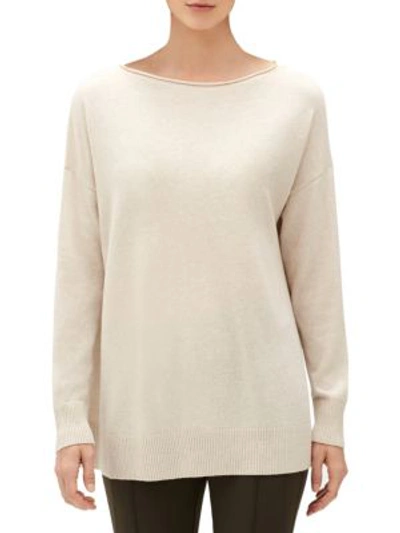 Shop Lafayette 148 Ribbed Cashmere Sweater In Oatmeal