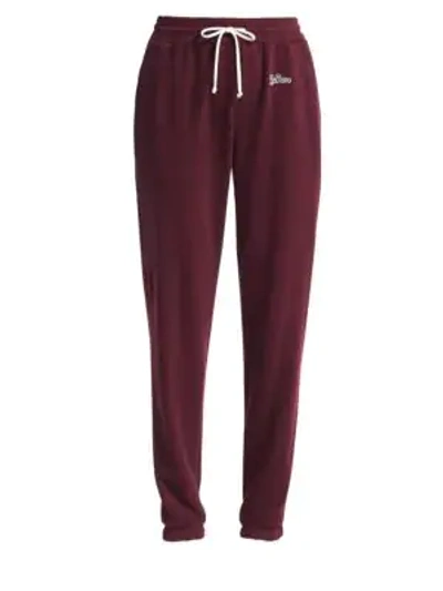 Shop Re/done Embroidered Cotton-blend Sweatpants In Burgundy