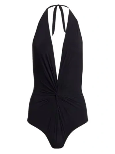 Shop Karla Colletto Swim Women's One-piece Halter Swimsuit In Black