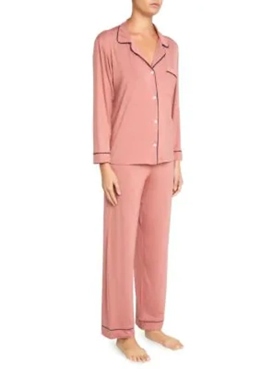 Shop Eberjey Gisele Long Pajama Set In Old Rose Northern Lights