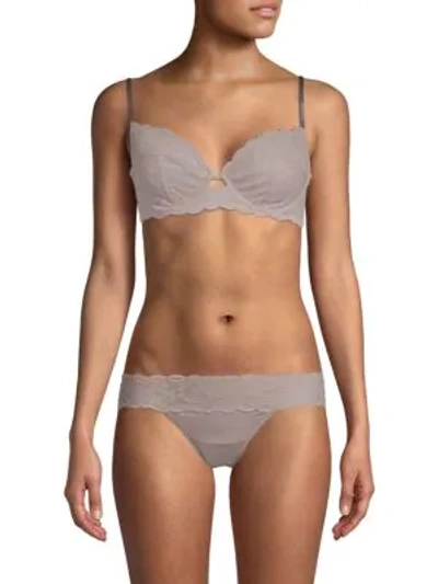 Shop Calvin Klein Underwear Seductive Comfort Lace Unlined Full Coverage Bra In Grey Sand