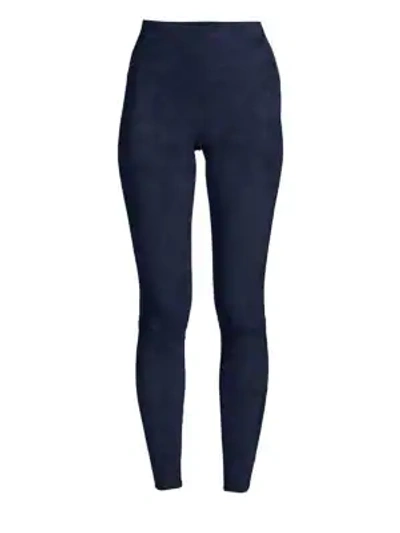 Shop Alice And Olivia Maddox Suede Leggings In Navy