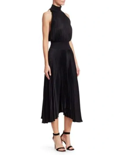 Shop A.l.c Renzo Pleated Sleeveless Dress In Black