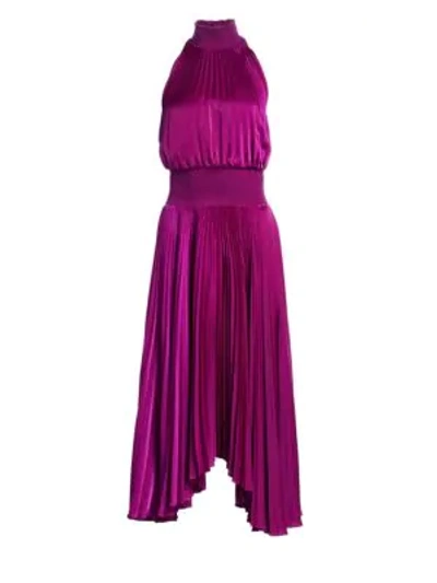 Shop A.l.c Renzo Pleated Sleeveless Dress In Orchid
