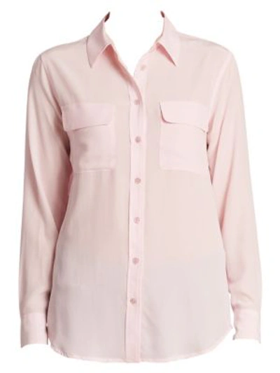Shop Equipment Slim Signature Silk Shirt In Petal Pink