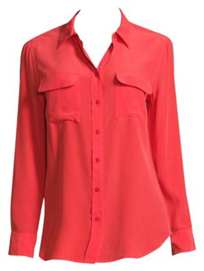 Shop Equipment Slim Signature Silk Shirt In Hibiscus