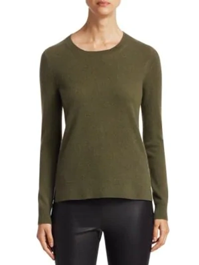 Shop Saks Fifth Avenue Collection Cashmere Roundneck Sweater In Olive Grove