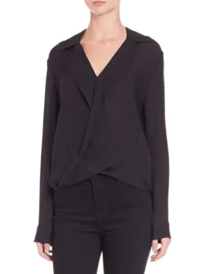 Shop L Agence Women's Rita Drape-front Silk Blouse In Black