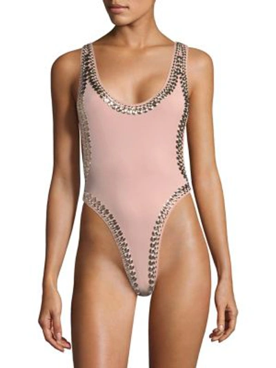 Shop Norma Kamali Women's Marissa Stud One-piece Swimsuit In Rose