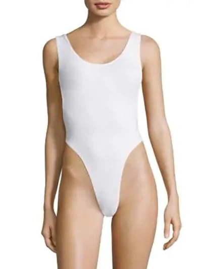 Shop Norma Kamali Marissa One-piece Swimsuit In White