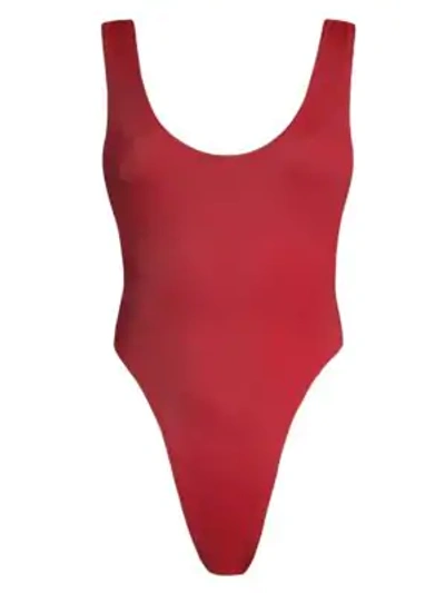 Shop Norma Kamali Marissa One-piece Swimsuit In Red
