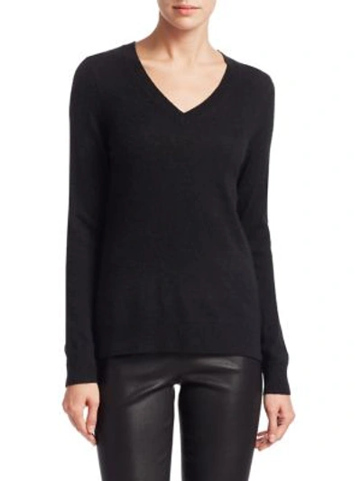 Shop Saks Fifth Avenue Collection Featherweight Cashmere V-neck Sweater In Ebony