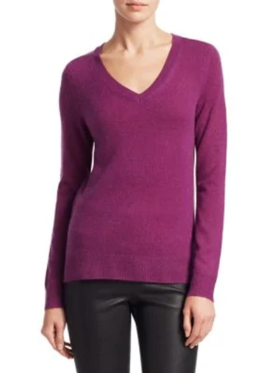 Shop Saks Fifth Avenue Collection Featherweight Cashmere V-neck Sweater In Light Plum