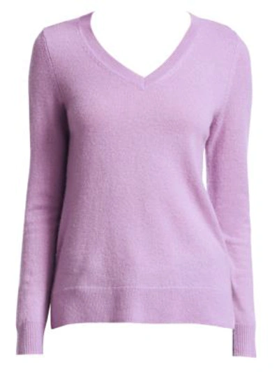 Shop Saks Fifth Avenue Collection Cashmere V-neck Sweater In Lavender Frost