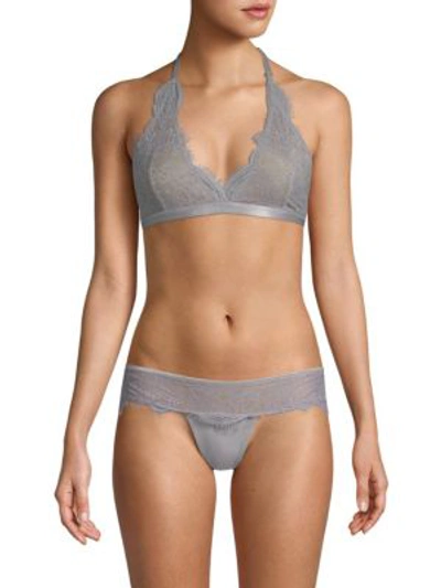 Shop Les Coquines Avril Deep V Lace Bralette In Gris