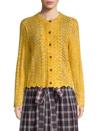 Shop Marc Jacobs Pointelle-knit Cardigan In Yellow