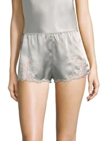 Shop Natori Lolita Silk Sleepwear Shorts In Silver