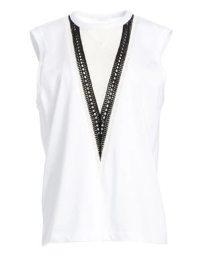 Shop Helmut Lang Pointelle Chevron Tank Top In White