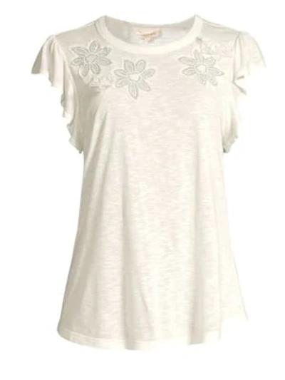Shop Rebecca Taylor Emilie Embroidered Tee In Snow