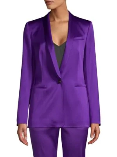 Shop Escada Begasa Satin Tuxedo Jacket In Purple