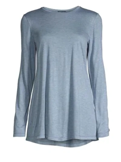 Shop Lafayette 148 Featherweight Jersey Tee In Chambray Melange