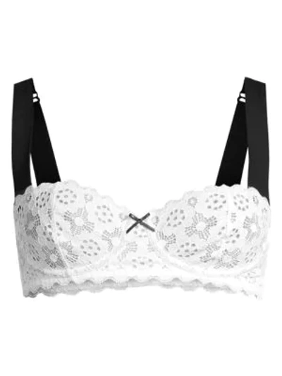 Shop Fleur Du Mal Crochet Lace Balconette Bra In White