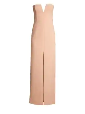 notched v strapless gown bcbg