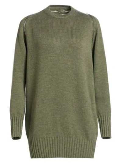 Shop Alexander Wang Wool Zip Shoulder Sweater In Green