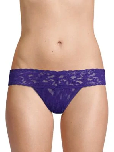 Shop Hanky Panky Low-rise Holiday Thong In Mystic Blue