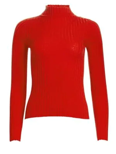 Shop A.l.c Lamont Merino Long-sleeve Knit Sweater In Tangerine