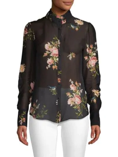 Shop Joie Elzie Silk Blouse In Caviar