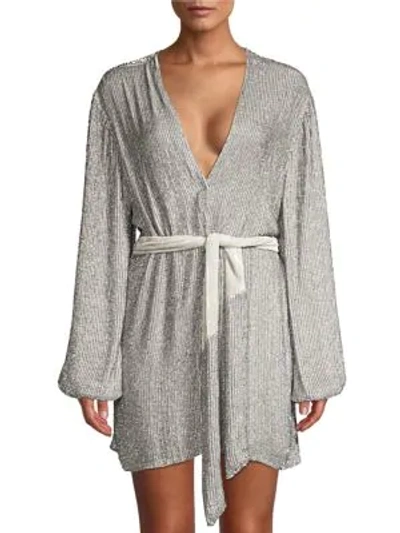Shop Retroféte Women's Gabrielle Sequined Wrap Robe In Silver