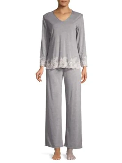 Shop Natori Women's Luxe Shangri La Two-piece Pajama Set In Grey