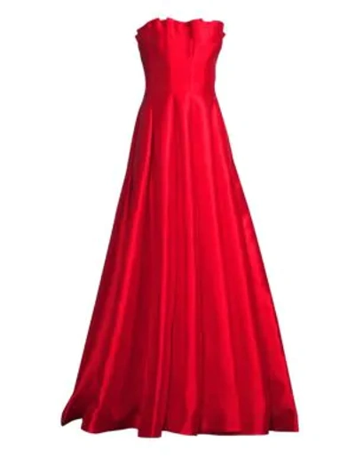 Shop Basix Black Label Women's Ruffled Strapless Gown In Red