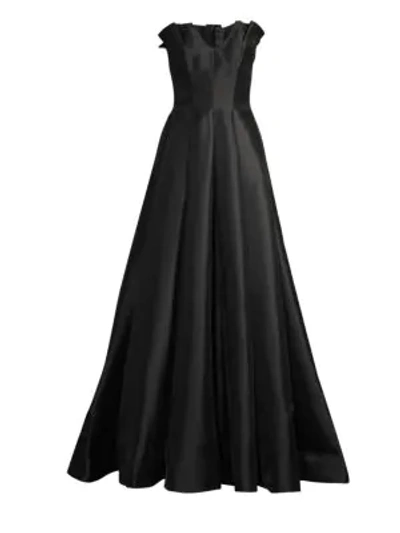 Shop Basix Black Label Ruffled Strapless Gown In Black